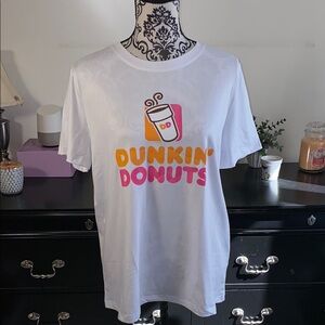 New! Dunkin’ Donuts White Graphic Short Sleeve Tee Size Large